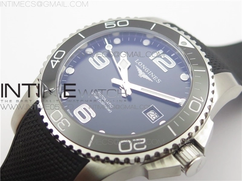 Conquest L3.840.4.56.6 Real Ceramic Bezel SS ZF 1:1 Best Edition Black dial On Rubber Strap A2824